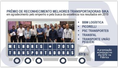 PICORELLI TRANSPORTES É RECONHECIDA COM PRÊMIO MELHORES TRANSPORTADORAS SIKA 2019